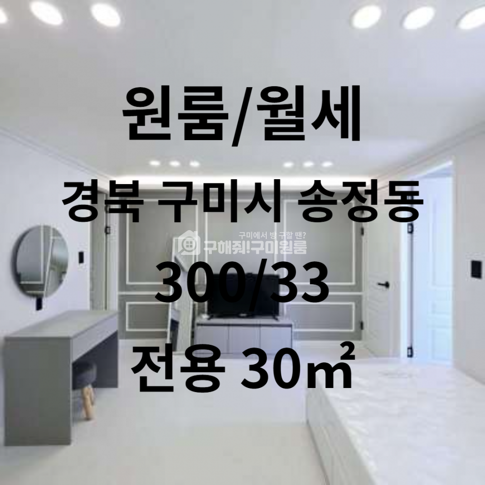 경북 구미시 송정동 리모델링 호텔식 원룸ㅣ화장대ㅣ편세권ㅣ구미시청ㅣ복개천 월세 매물번호 10368 사진 1
